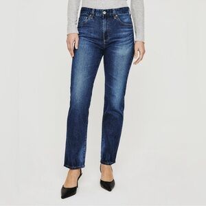 AG High-Rise Saige Straight Leg Jeans - Dark Blue NWOT
